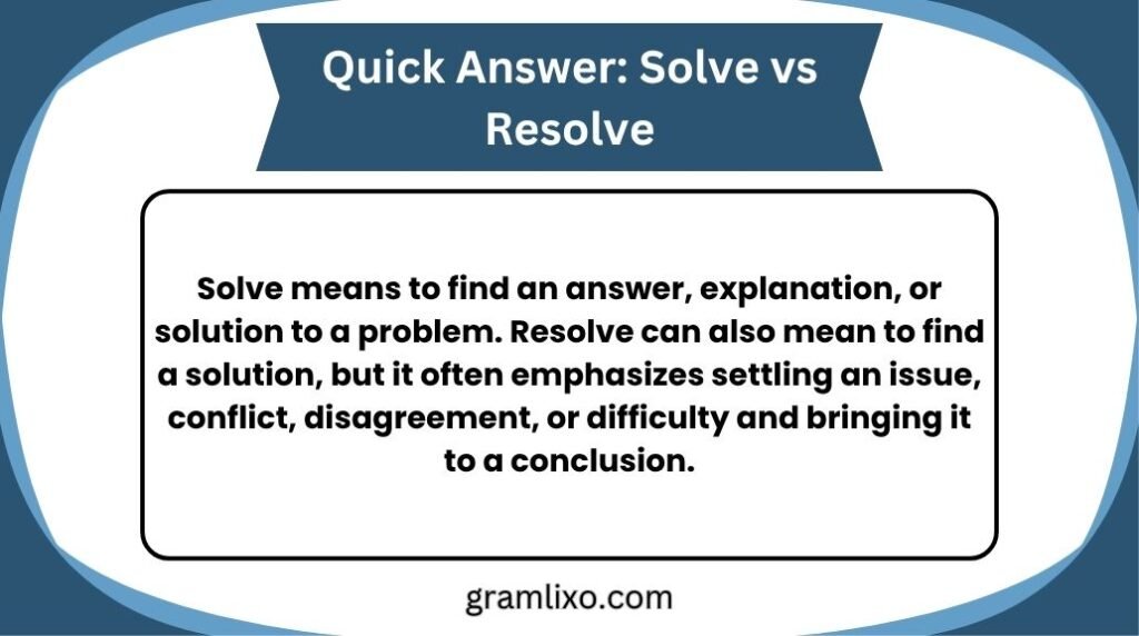 Solve vs Resolve