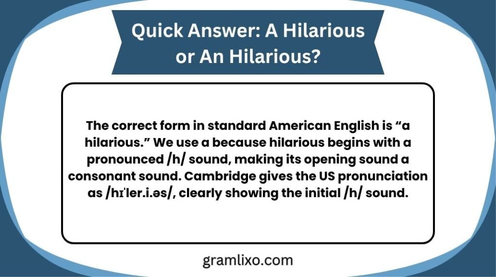 a hilarious or an hilarious