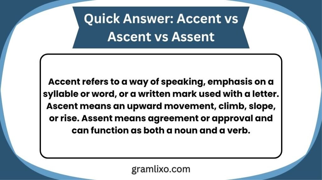 accent vs ascent vs assent