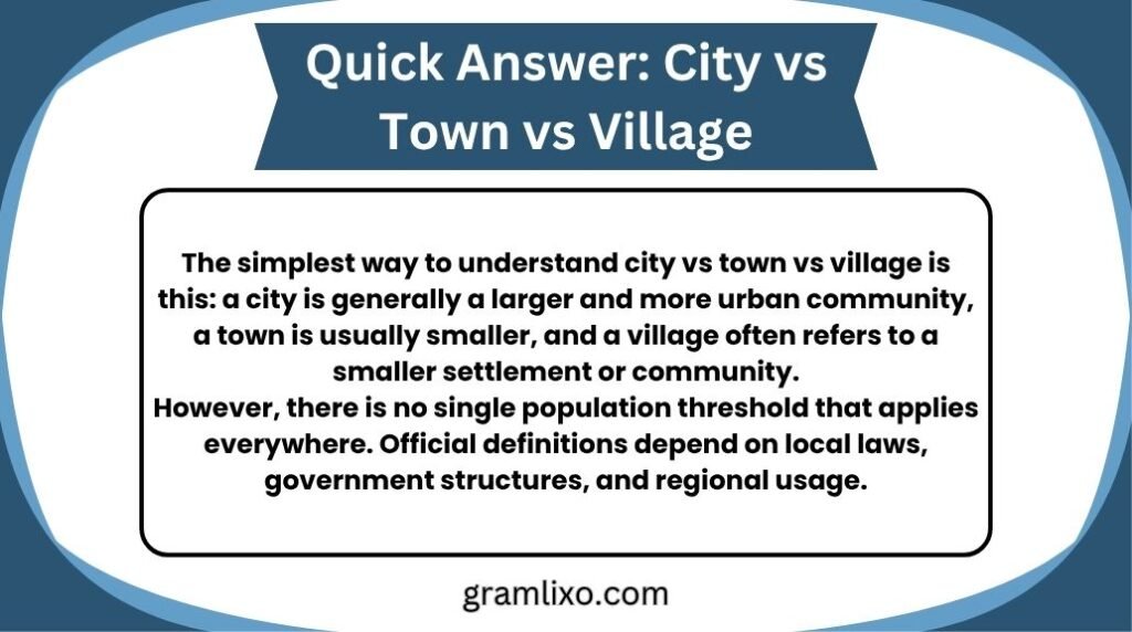 city vs town vs village
