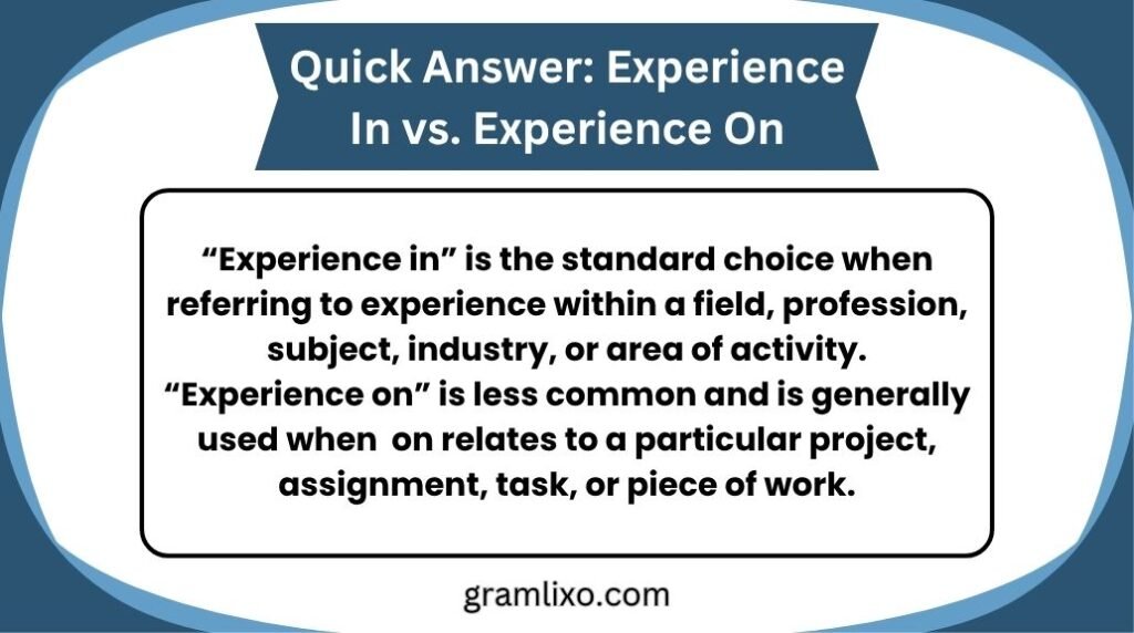 experience in vs experience on