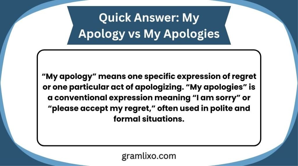my apology vs my apologies