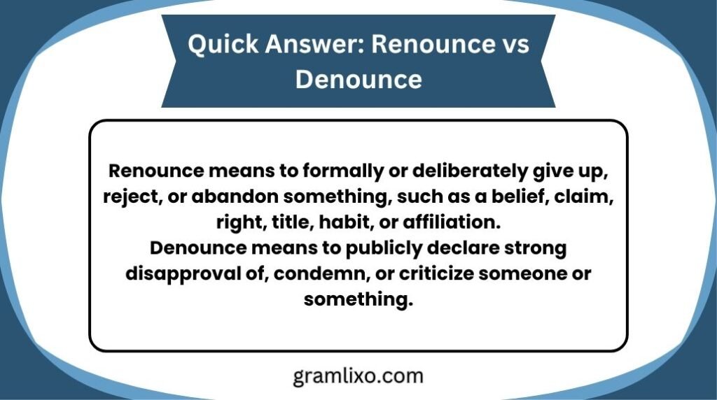 renounce vs denounce