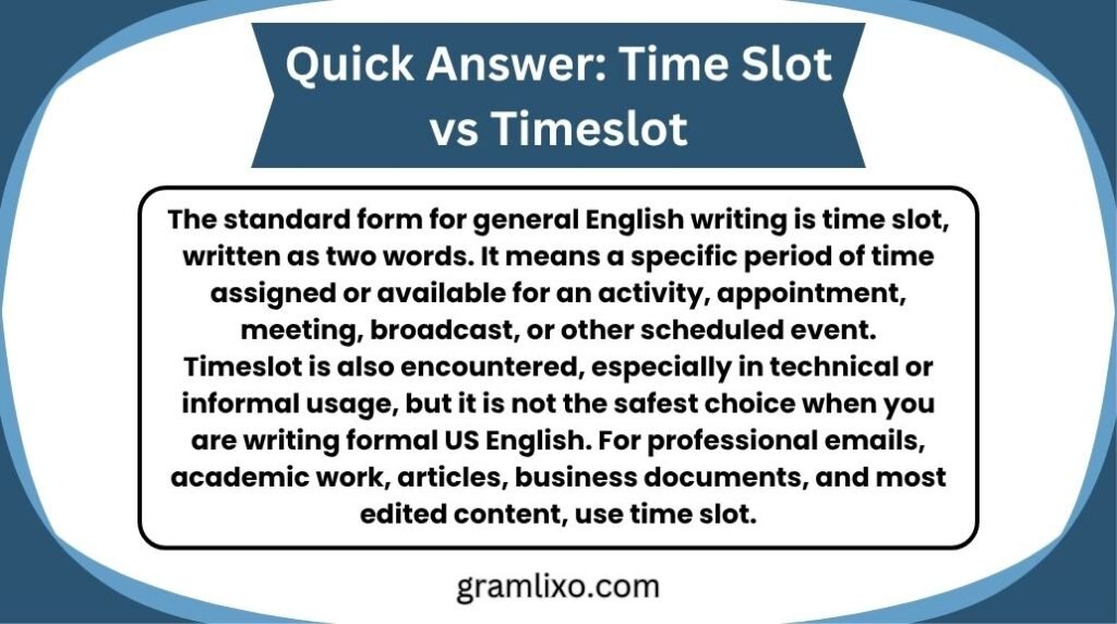time slot vs timeslot